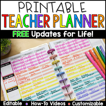 Preview of Editable and Printable Teacher Planner | Teacher Binder 2024-2025