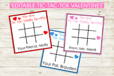 Editable and Printable Tic Tac Toe Valentine's Day Cards -