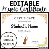 Editable and Printable Violin Music Recital Certificate Aw