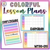 Editable and Write-On Weekly Lesson Plans Template Sets - 