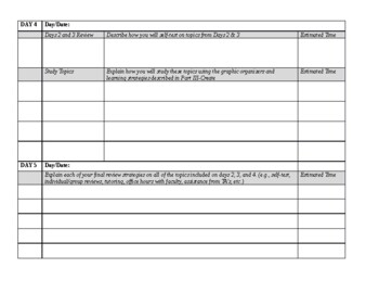 Editable and fillable 5 Day Study Plan with templates by Lifelong Education