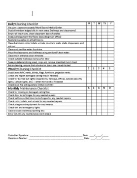 Preview of Daily, weekly& monthly Cleaning Checklist in 1 page (Editable&fillable resource)