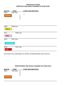 Preview of Bus routes arrival and departure template(Editable and fillable resource)