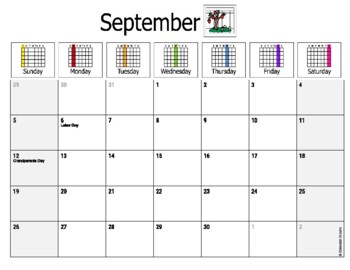 Preview of Editable calendar for 2021-2022 school year