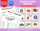 Editable chore chart for multiple Kids daily checklist can