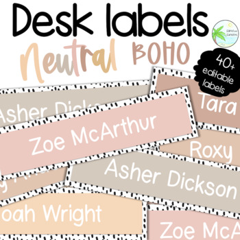 Preview of Editable classroom labels | Boho neutrals