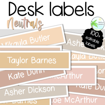 Preview of Editable classroom labels | Neutrals