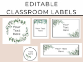 Editable classroom labels, eucalyptus, natural classroom, 