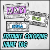 Editable coloring name tag, bookmarks , small name tag & b