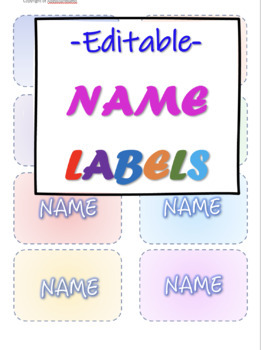 Preview of Editable colourful labels for class, pegs or name badges