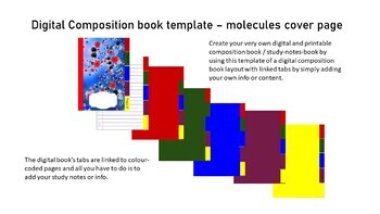 Preview of Editable, downloadable and printable composition notebook template with dividers
