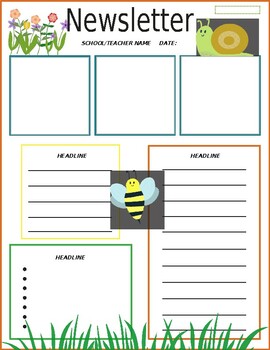Preview of preschool & elementary newsletter template (Editable, fillable & printable)
