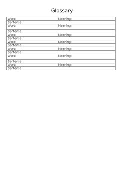 Preview of Editable glossary template KS1/KS2