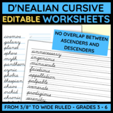 Editable handwriting worksheets in D'Nealian cursive - fro