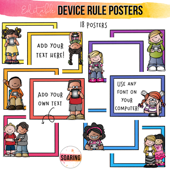 Preview of EDITABLE iPad Rule Posters for Younger Kids | To Teach Digital Citizenship