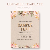 Editable kraft paper Floral theme flyer