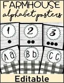 Editable modern farmhouse alphabet and numbers posters | b