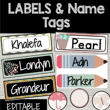 Editable name tags and labels: Modern BOHO by Little Miss Alisha