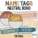 Editable name tags/labels: Neutral Boho