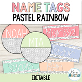 Editable name tags/labels: Pastel rainbow