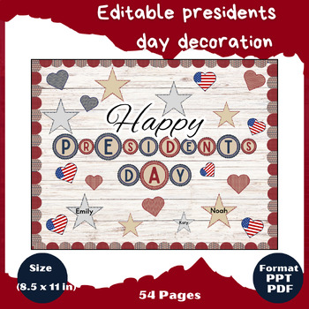 Preview of Editable presidents day decoration kit