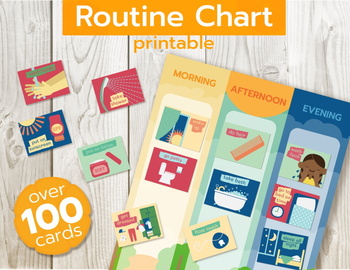 Preview of Editable routine chart for kids and toddlers. Morning - Afternoon - Evening