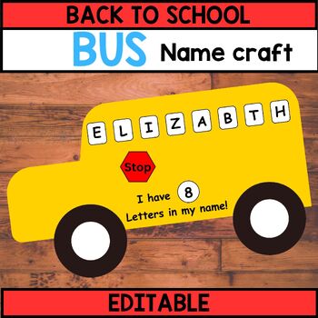 Editable school bus name craft back to school activity by Teachers Area ...