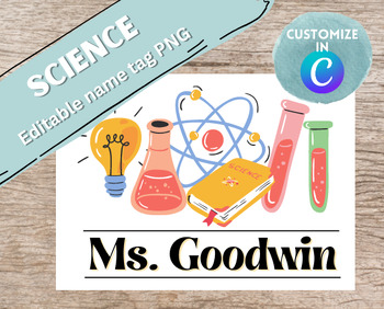 Preview of Editable science teacher name PNG