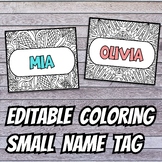 Editable small coloring name tag, Editable Doodle Coloring