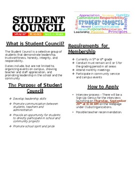 Preview of student council flyer (editable and fillable resource)