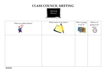 Preview of Student Council meeting minutes template (editable resource)