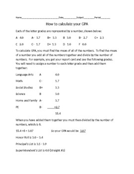 Preview of How to calculate my GPA with an example (Editable and fillable resource)