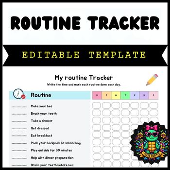 Preview of EditableColorful and Fun ‘My Routine Tracker’ Template for Teachers and Students