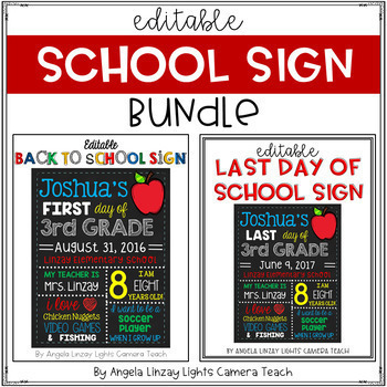 Preview of Editable First and Last Day of School SIGN BUNDLE