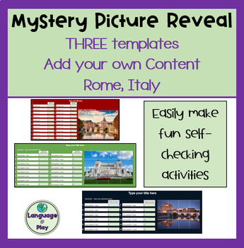 Preview of Editalbe Add Your Own Content 3 Digital Mystery Picture Templates - Rome