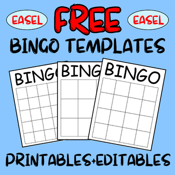 Preview of Free Editale Blank Bingo Boards Templates - FREEBIE -Printable Bingo Game Cards!