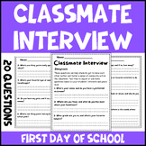 Editble Back to School Classmate Interview | Beginning of 