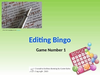 Preview of Editing Bingo Game 1