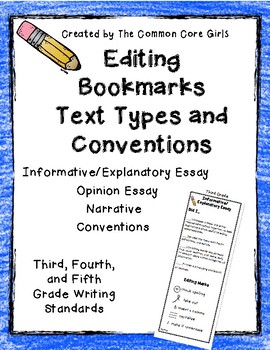 Preview of Editing Bookmarks: Expository, Opinion, Narrative, Conventions- 3rd, 4th, 5th