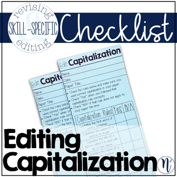 Preview of Editing Capitalization Skill-Specific Revising and Editing Checklist