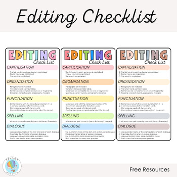 Preview of Editing Checklist