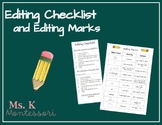 Editing Checklist- peer editing and editing marks for Writ
