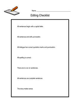 Preview of Editing Checklist