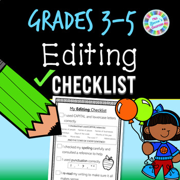 Preview of Editing Checklist - 3rd grade, 4th grade, 5th grade writing - PDF and digital!!