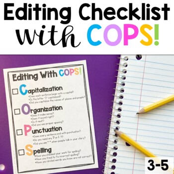 Preview of Editing Checklist COPS | Digital & Printable