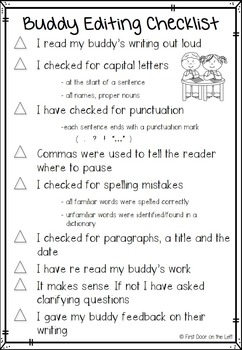 Editing Checklist - Free by First Door on the Left | TPT