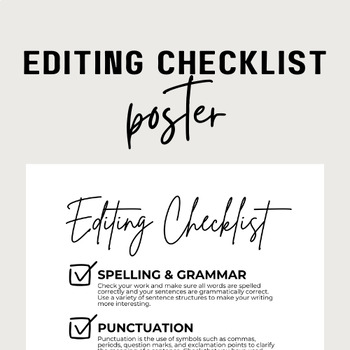 Preview of Editing Checklist Poster