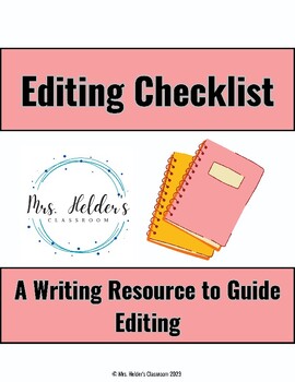 Preview of Editing Checklist for Student Writing