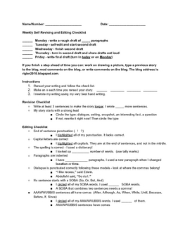 Editing Checklist for writing students grade 4 - 8 by Luria Learning