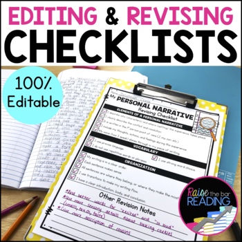Preview of Editing Checklists and Revising Checklists, CUPS and ARMS - Writing Process
